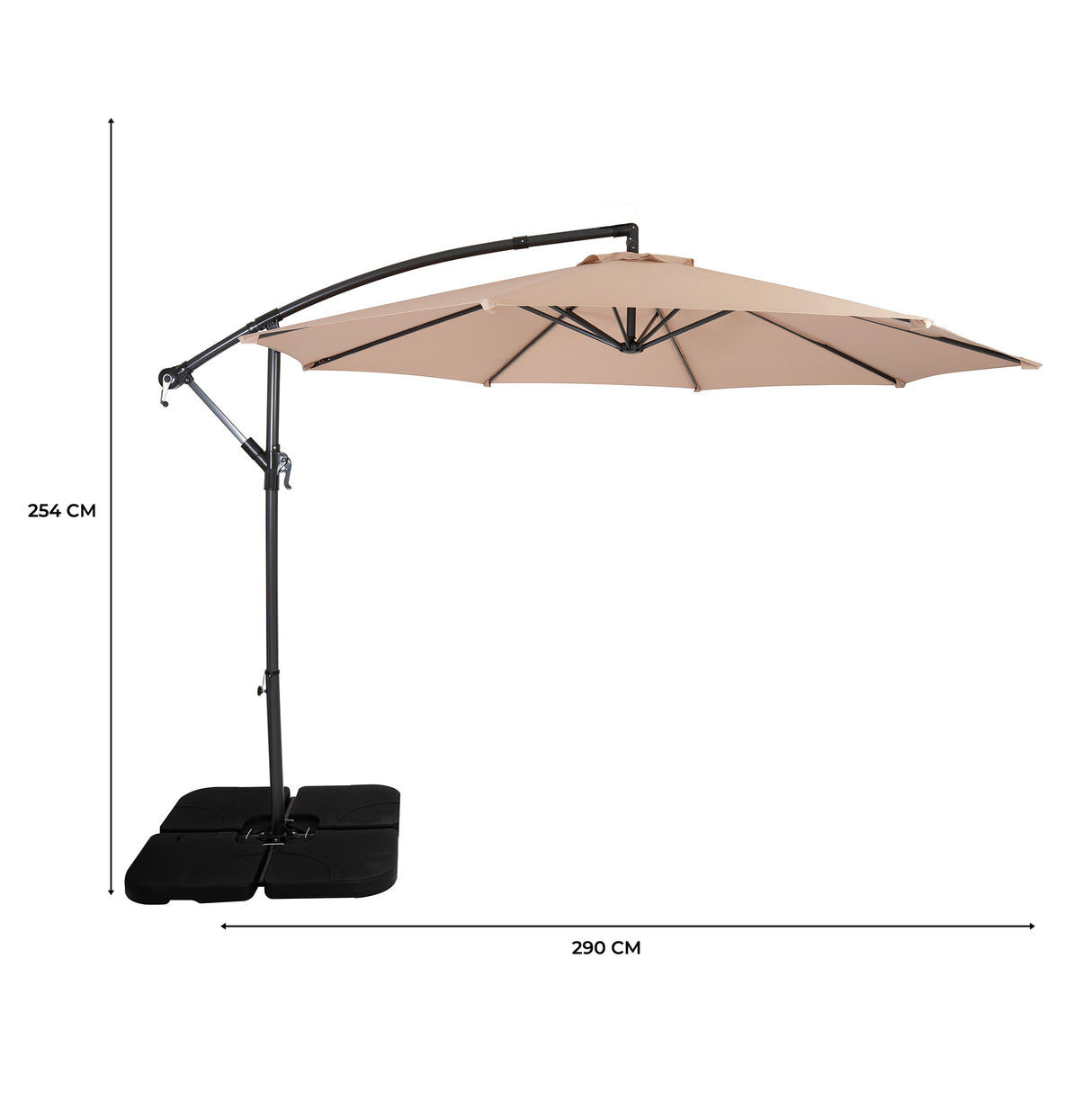 Parasol Excéntrico de 3 m con Base Cuadrada – Beige