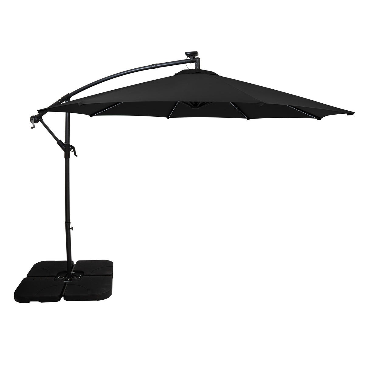 Parasol Excéntrico LED 3 m con Base Cuadrada – Negro