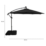 Parasol Excéntrico LED 3 m con Base Cuadrada – Negro