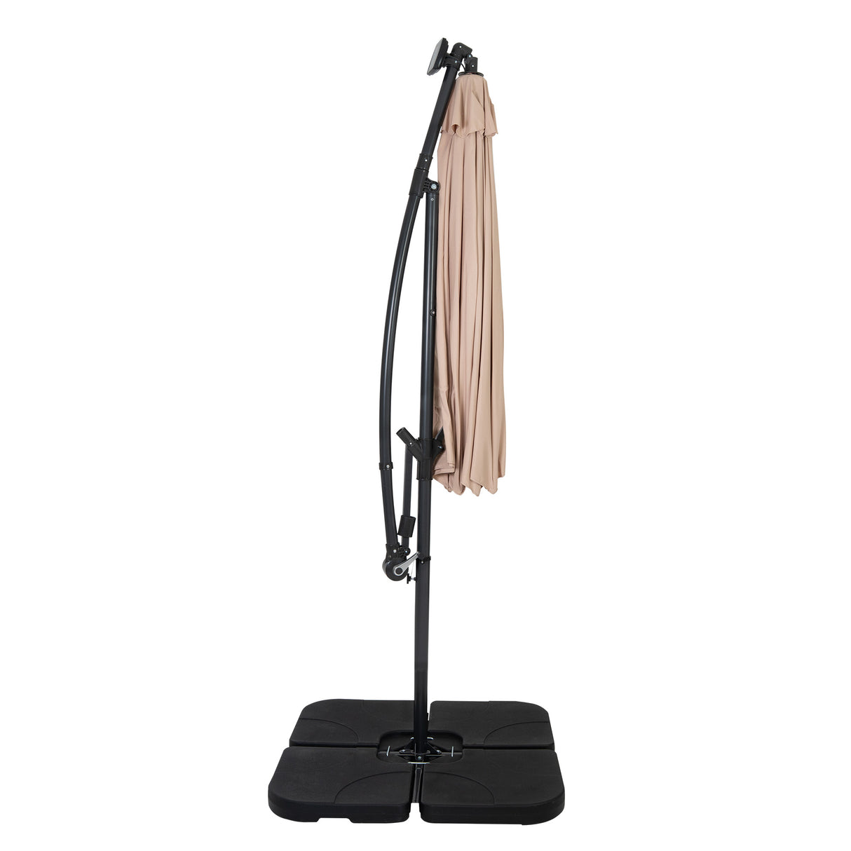Parasol Excéntrico LED 3 m con Base Cuadrada – Beige