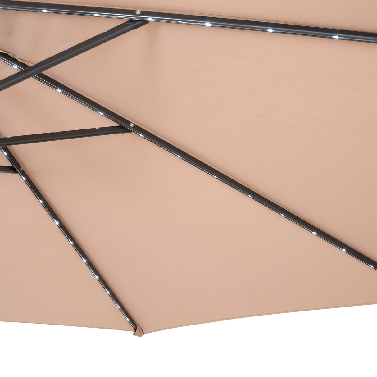 Parasol Excéntrico LED 3 m con Base Cuadrada – Beige