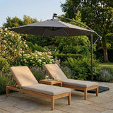 Parasol Excéntrico LED 3 m con Base Cuadrada – Gris