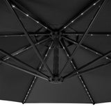 Parasol Excéntrico LED 3 m con Base Cuadrada – Gris
