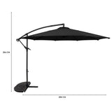 Parasol Excéntrico de 3 m con Base de Medio Abanico – Negro