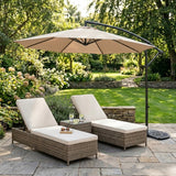 Parasol Excéntrico de 3 m con Base de Medio Abanico – Beige