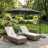 Parasol Excéntrico de 3 m con Base de Medio Abanico – Gris