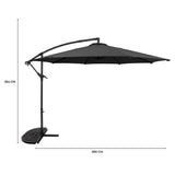 Parasol Excéntrico de 3 m con Base de Medio Abanico – Gris