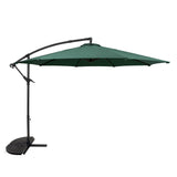 Parasol Excéntrico de 3 m con Base de Medio Abanico – Verde