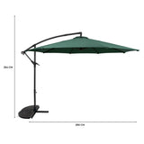 Parasol Excéntrico de 3 m con Base de Medio Abanico – Verde