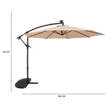 Parasol Excéntrico LED de 3 m con Base de Medio Abanico – Beige
