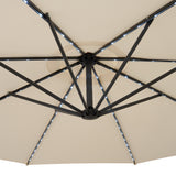 Parasol Excéntrico LED de 3 m con Base de Medio Abanico – Crema