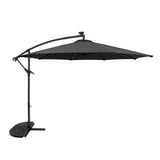Parasol Excéntrico LED de 3 m con Base de Medio Abanico – Gris