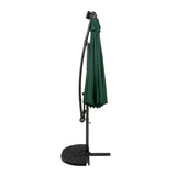 Parasol Excéntrico LED de 3 m con Base de Medio Abanico – Verde