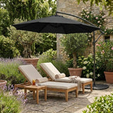 Parasol Excéntrico de 3 m con Base de Abanico Completo – Negro