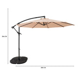 Parasol Excéntrico de 3 m con Base de Abanico Completo – Beige