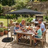 Parasol Excéntrico de 3 m con Base de Abanico Completo – Gris
