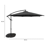 Parasol Excéntrico de 3 m con Base de Abanico Completo – Gris