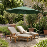 Parasol Excéntrico de 3 m con Base de Abanico Completo – Verde
