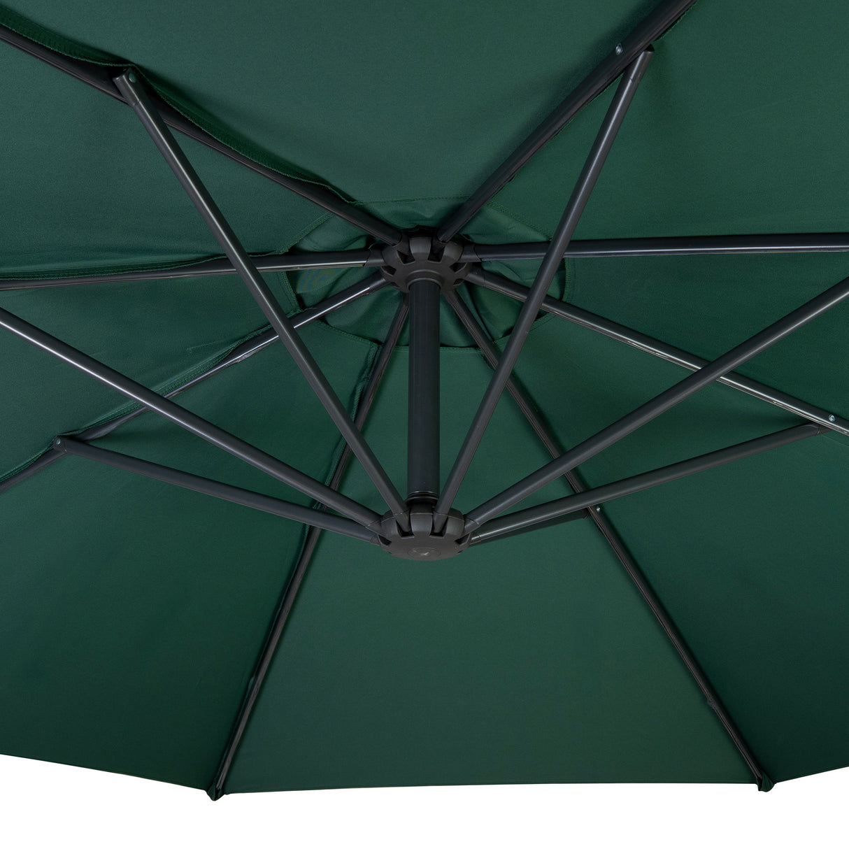 Parasol Excéntrico de 3 m con Base de Abanico Completo – Verde