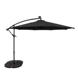 Parasol Excéntrico LED de 3 m con Base de Abanico Completo – Negro