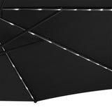 Parasol Excéntrico LED de 3 m con Base de Abanico Completo – Negro