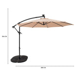 Parasol Excéntrico LED de 3 m con Base de Abanico Completo – Beige