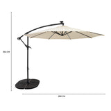 Parasol Excéntrico LED de 3 m con Base de Abanico Completo – Crema
