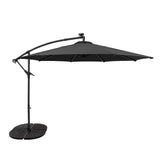 Parasol Excéntrico LED de 3 m con Base de Abanico Completo – Gris