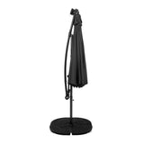 Parasol Excéntrico LED de 3 m con Base de Abanico Completo – Gris