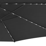 Parasol Excéntrico LED de 3 m con Base de Abanico Completo – Gris