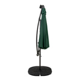 Parasol Excéntrico LED de 3 m con Base de Abanico Completo – Verde