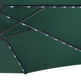 Parasol Excéntrico LED de 3 m con Base de Abanico Completo – Verde