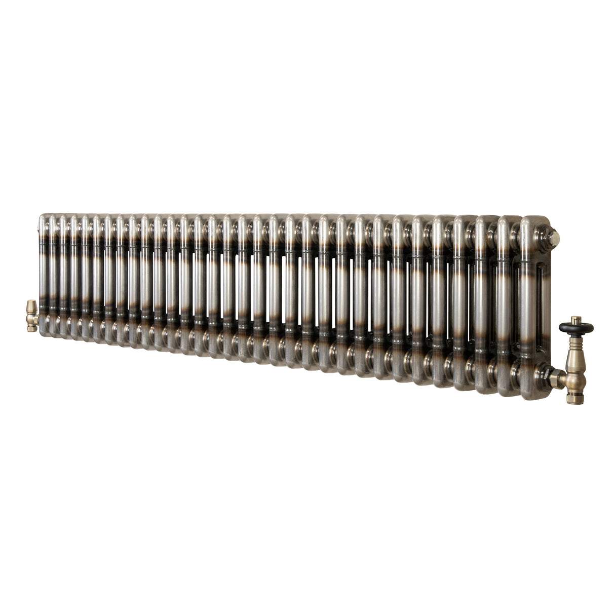 Radiador Tradicional de 2 Columnas y Válvulas - 300 x 1460mm - Metal Crudo