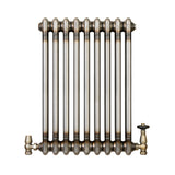 Radiador Tradicional de 2 Columnas y Válvulas - 600 x 425mm - Metal Crudo