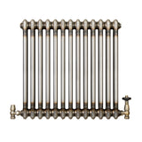 Radiador Tradicional de 2 Columnas y Válvulas - 600 x 605mm - Metal Crudo