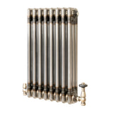 Radiador Tradicional de 3 Columnas y Válvulas - 600 x 425mm - Metal Crudo