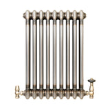 Radiador Tradicional de 3 Columnas y Válvulas - 600 x 425mm - Metal Crudo