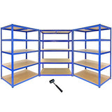 3 Estanterías T-Rax de Acero Sin Tornillos Azules 120cm de Ancho y Mazo de Goma