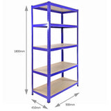 3 Estanterías T-Rax de Acero Sin Tornillos Azules 90cm de Ancho