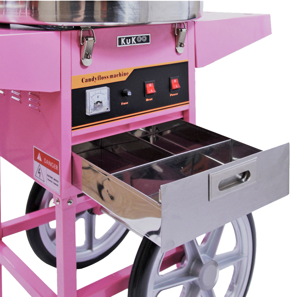 KuKoo Máquina de Algodón de Azúcar con Carrito y Cúpula Protectora