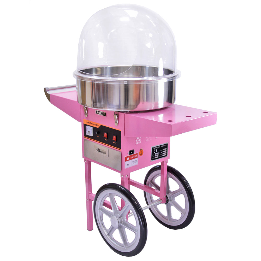 KuKoo Máquina de Algodón de Azúcar con Carrito y Cúpula Protectora