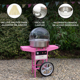 KuKoo Máquina de Algodón de Azúcar con Carrito y Cúpula Protectora