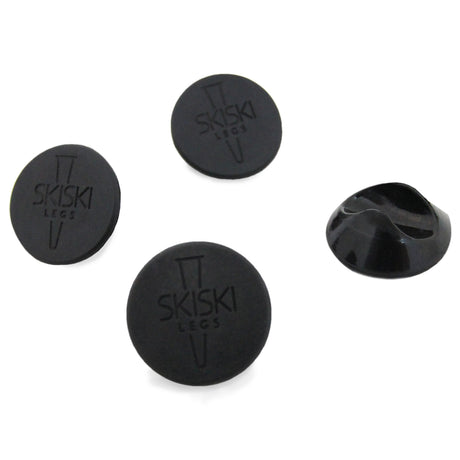 Protectores de patas de horquilla de 10 mm en color negro, de material suave y duradero, con diseño circular y logotipo grabado