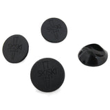 Protectores de patas de horquilla de 12 mm en color negro, con textura suave y diseño redondo, ideales para proteger superficies