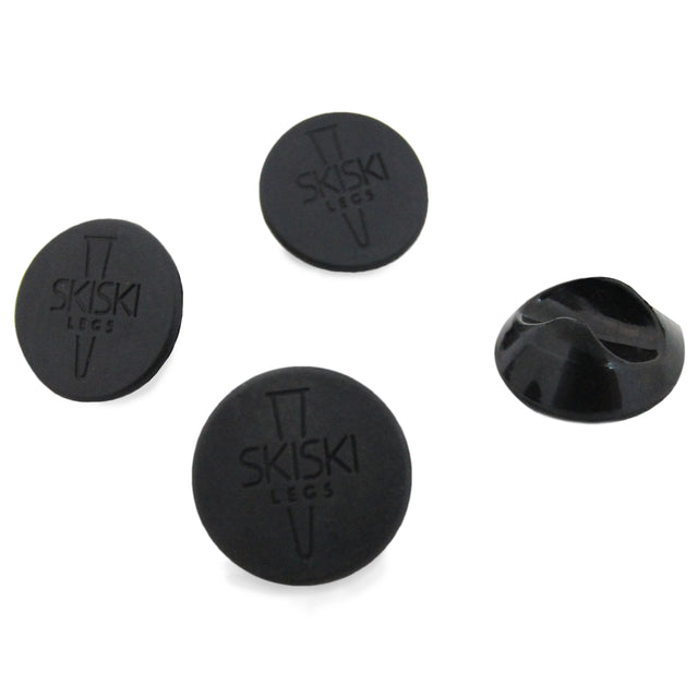 Protectores de patas de horquilla de 12 mm en color negro, con textura suave y diseño redondo, ideales para proteger superficies