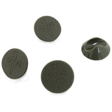 Protectores de patas de horquilla de 12 mm en color gris, con textura suave y forma redonda, ideales para proteger superficies