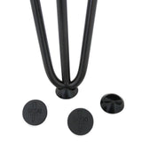 Protectores de patas de horquilla de 10 mm en color negro, con textura lisa y diseño circular, ideales para proteger superficies
