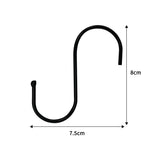 Ganchos colgantes de acero en forma de S - Negro x 8