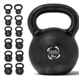 Pesa rusa kettlebell de hierro fundido de 16 kg, color negro mate, con mango ergonómico y superficie texturizada para un mejor agarre