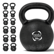 Pesa rusa kettlebell de hierro fundido de 28 kg, color negro mate, con un diseño robusto y un asa amplia para un agarre seguro